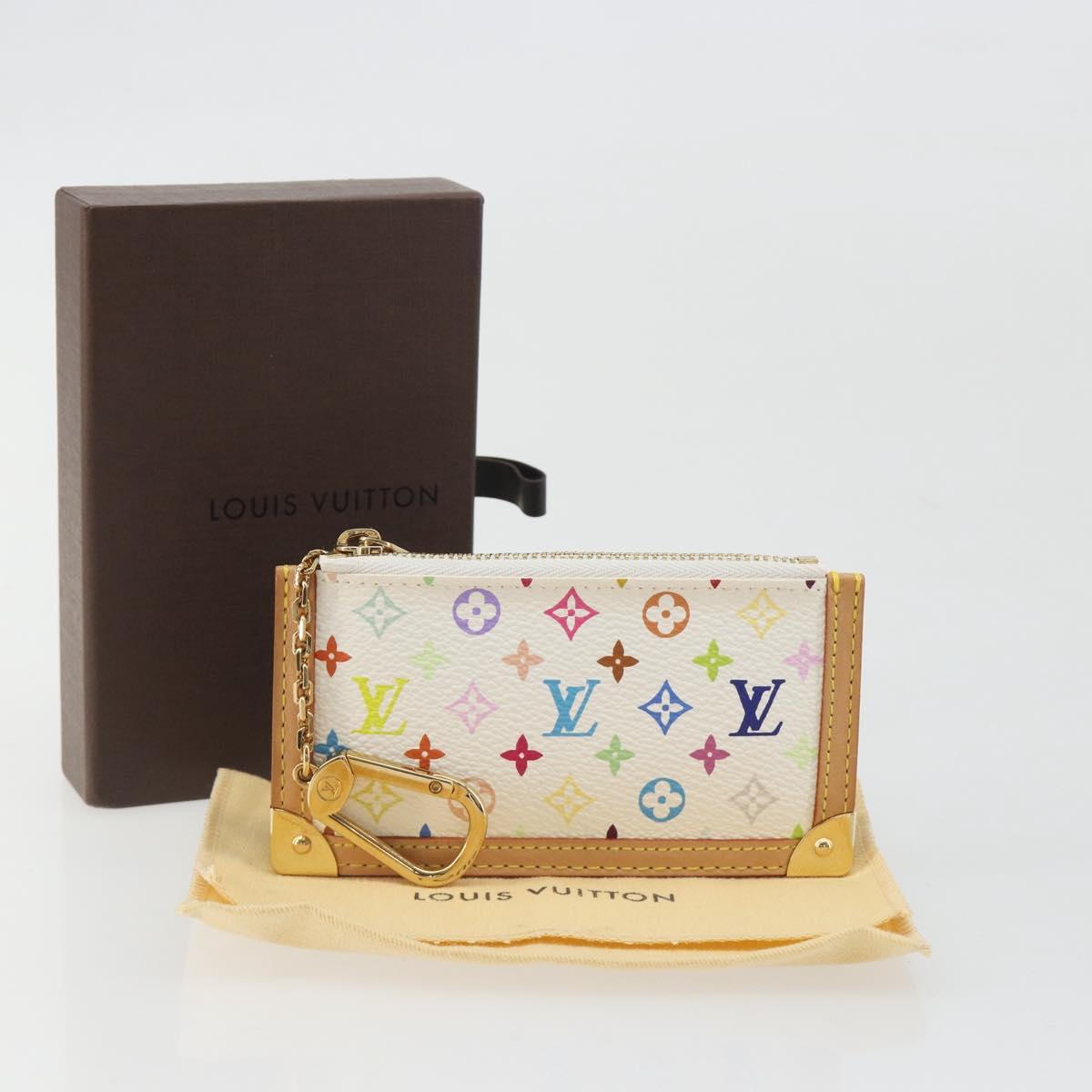 LOUIS VUITTON Monogram Multicolor Pochette Cles Purse White M92655 Auth 193766M