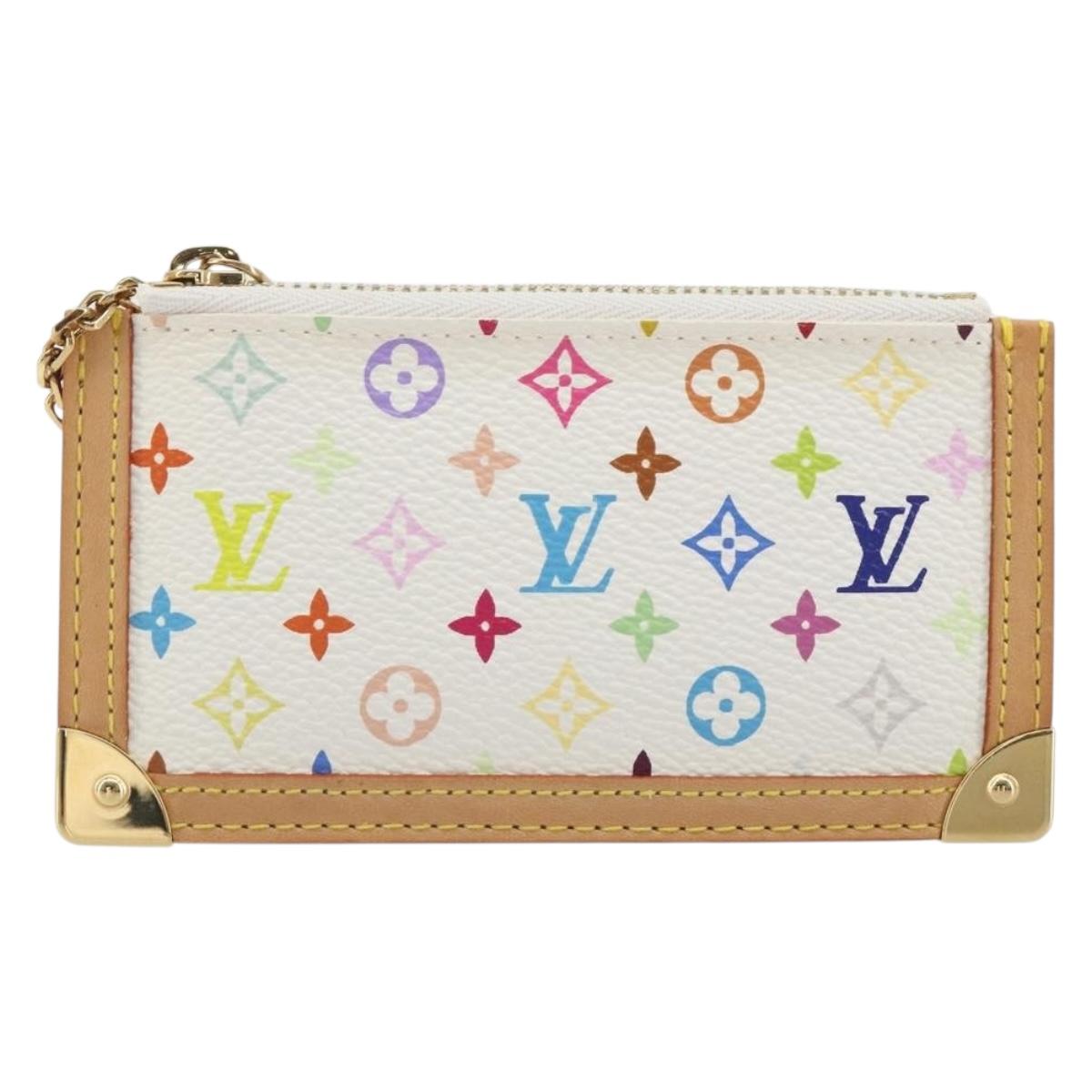 LOUIS VUITTON Monogram Multicolor Pochette Cles Purse White M92655 Auth 193766M
