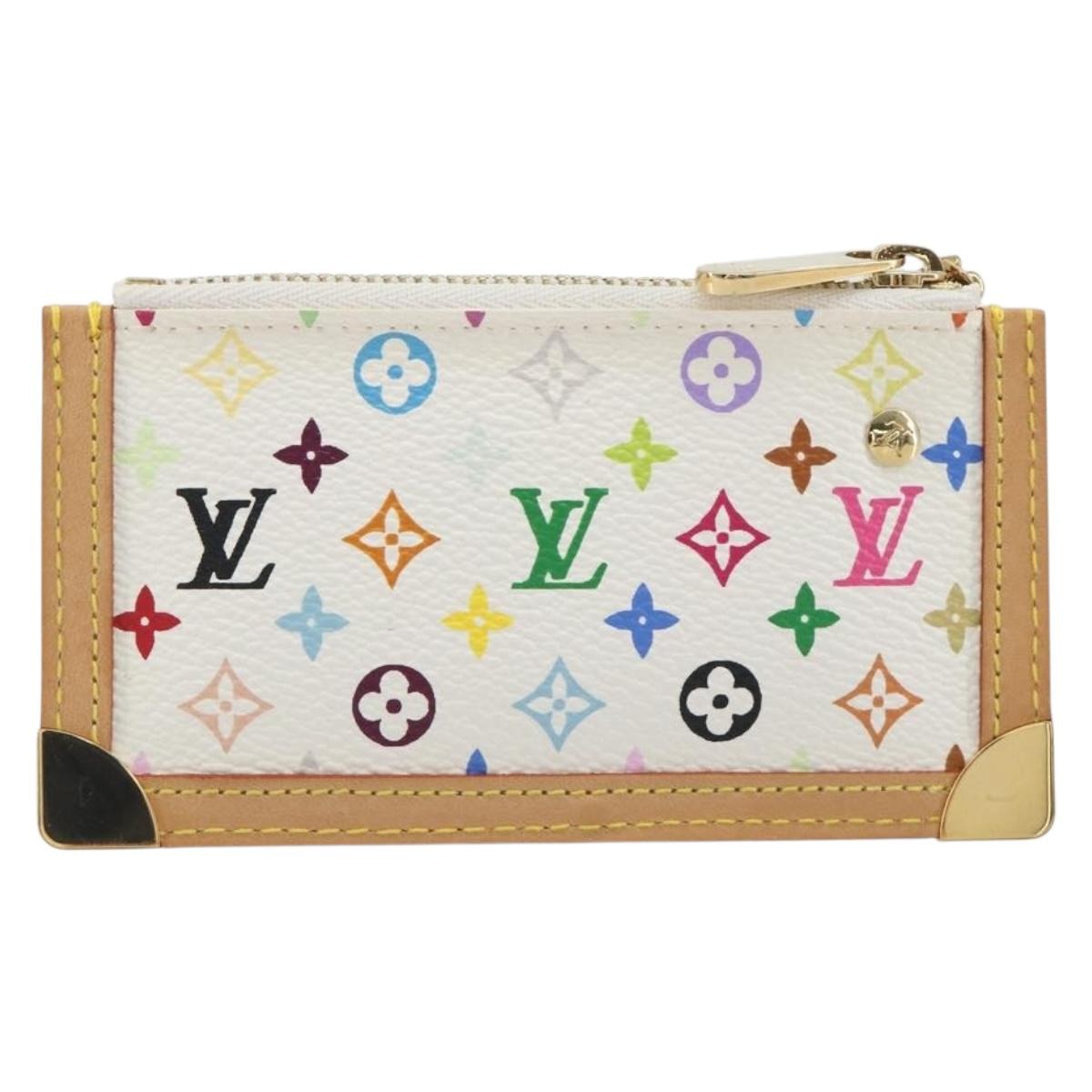 LOUIS VUITTON Monogram Multicolor Pochette Cles Purse White M92655 Auth 193766M