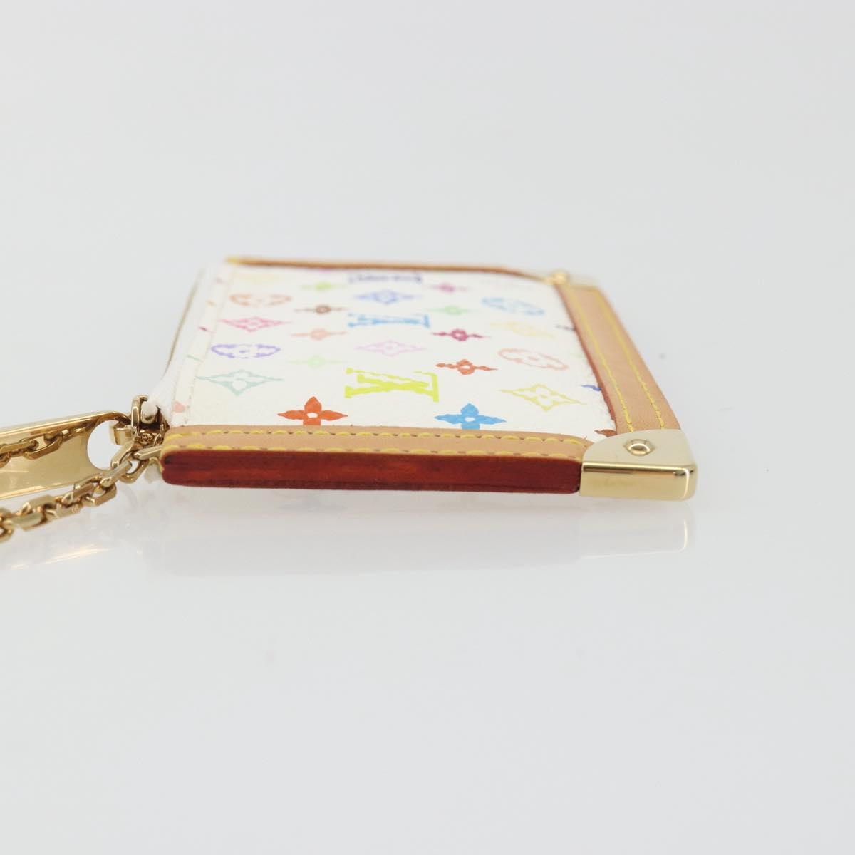 LOUIS VUITTON Monogram Multicolor Pochette Cles Purse White M92655 Auth 193766M