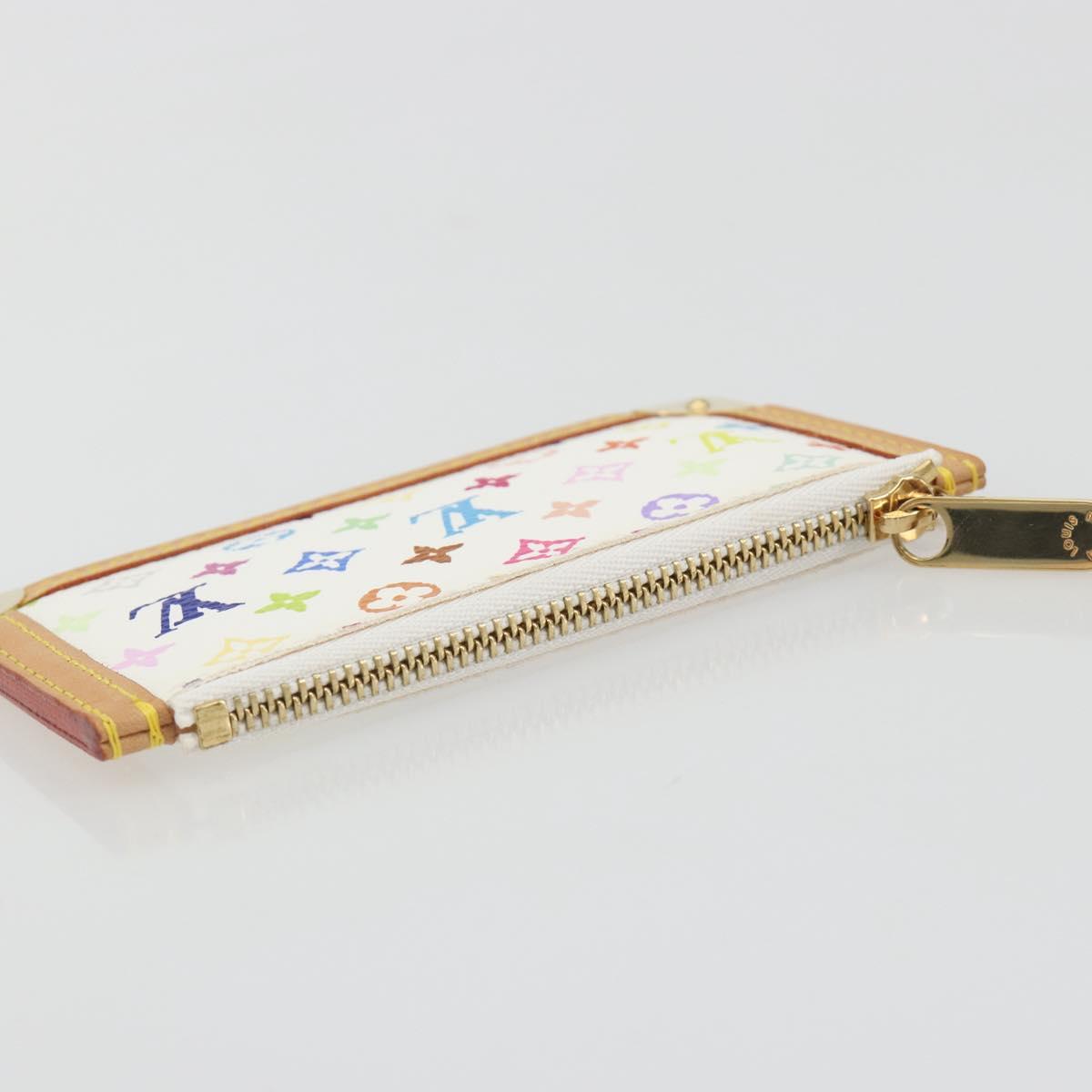 LOUIS VUITTON Monogram Multicolor Pochette Cles Purse White M92655 Auth 193766M