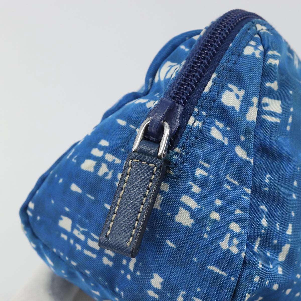 PRADA Pouch Nylon Blue Silver Auth 193770