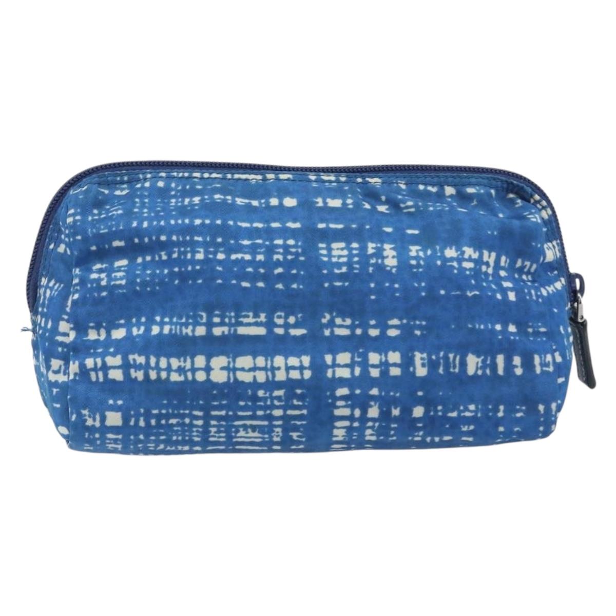 PRADA Pouch Nylon Blue Silver Auth 193770