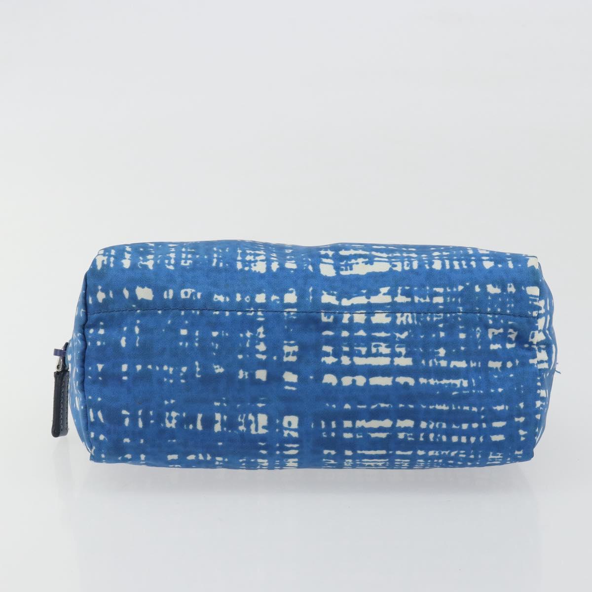 PRADA Pouch Nylon Blue Silver Auth 193770