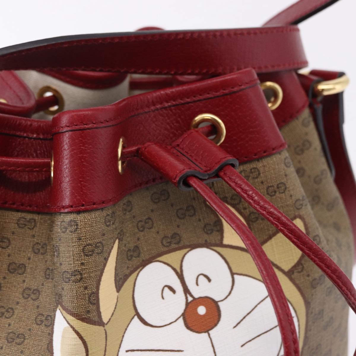 GUCCI Micro GG Supreme x Doraemon Fujiko-Pro Bag PVC Beige 655597 Auth 193779SM