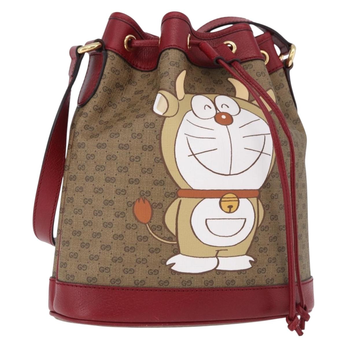 GUCCI Micro GG Supreme x Doraemon Fujiko-Pro Bag PVC Beige 655597 Auth 193779SM