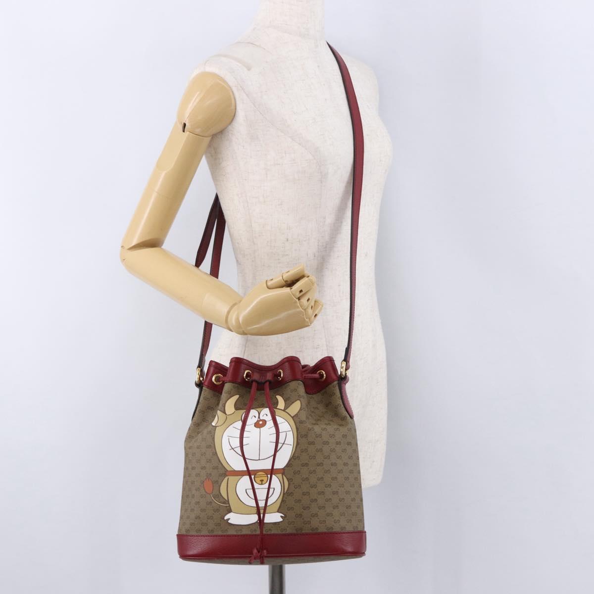 GUCCI Micro GG Supreme x Doraemon Fujiko-Pro Bag PVC Beige 655597 Auth 193779SM