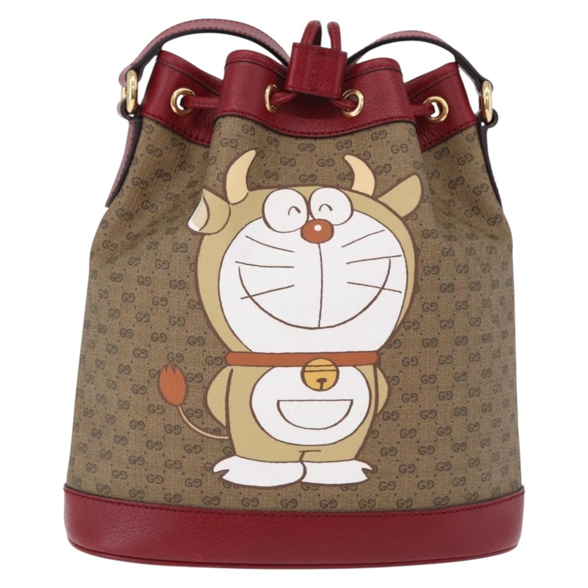 GUCCI Micro GG Supreme x Doraemon Fujiko-Pro Bag PVC Beige 655597 Auth 193779SM