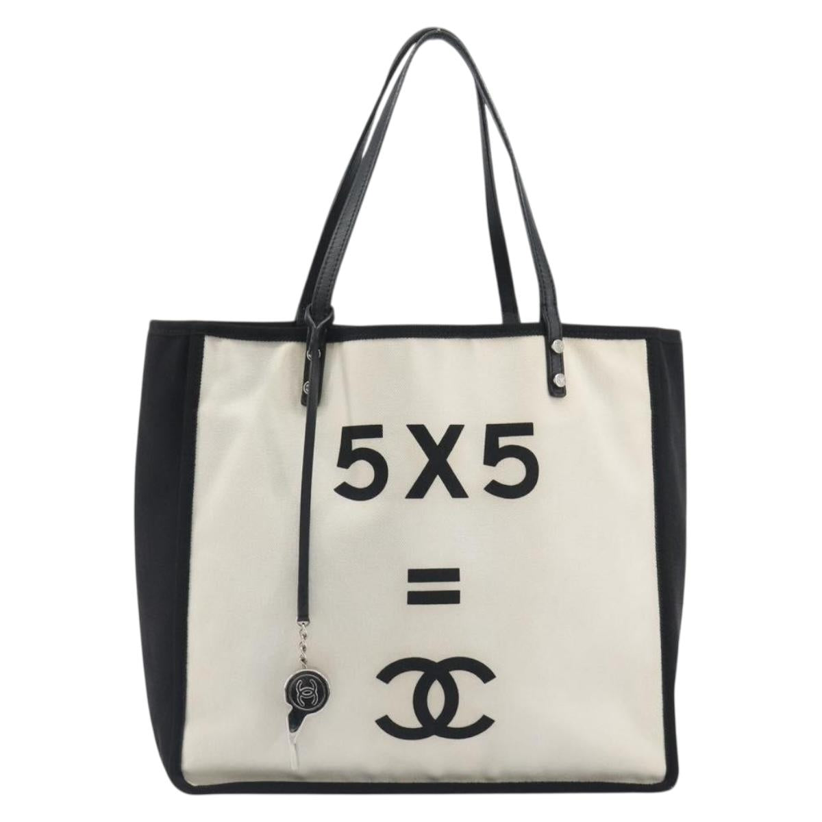 CHANEL Let's Lemon Tote Bag Canvas Beige Silver CC Auth 193780V