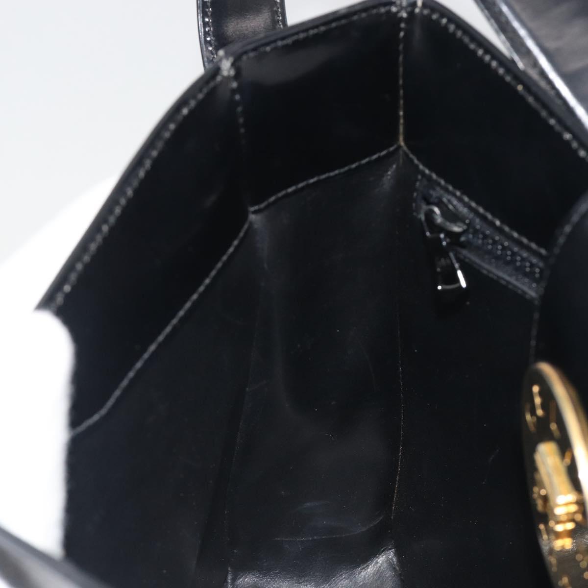 CELINE Shoulder Bag Leather Black Gold Auth 193781A