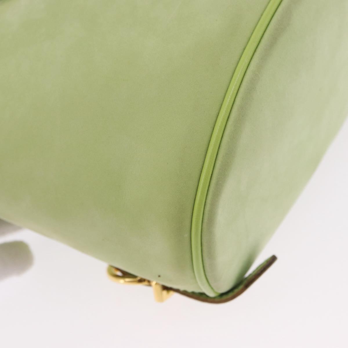 Salvatore Ferragamo Gancini Backpack Suede Green Gold Auth 193783A