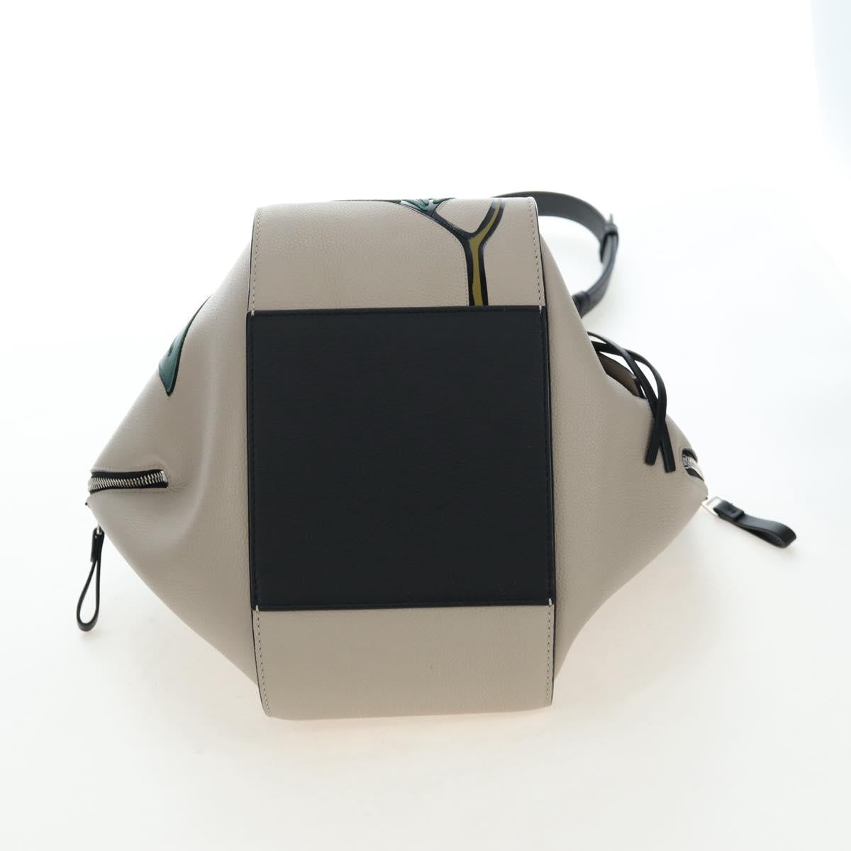 LOEWE Hammock Herbarium Hand Bag Leather 2 Beige Silver Auth 193784SAM