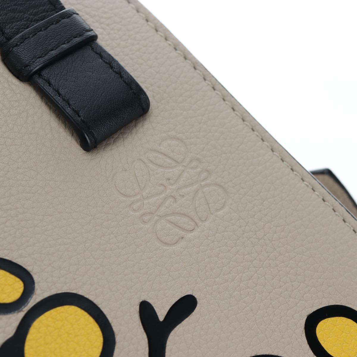LOEWE Hammock Herbarium Hand Bag Leather 2 Beige Silver Auth 193784SAM
