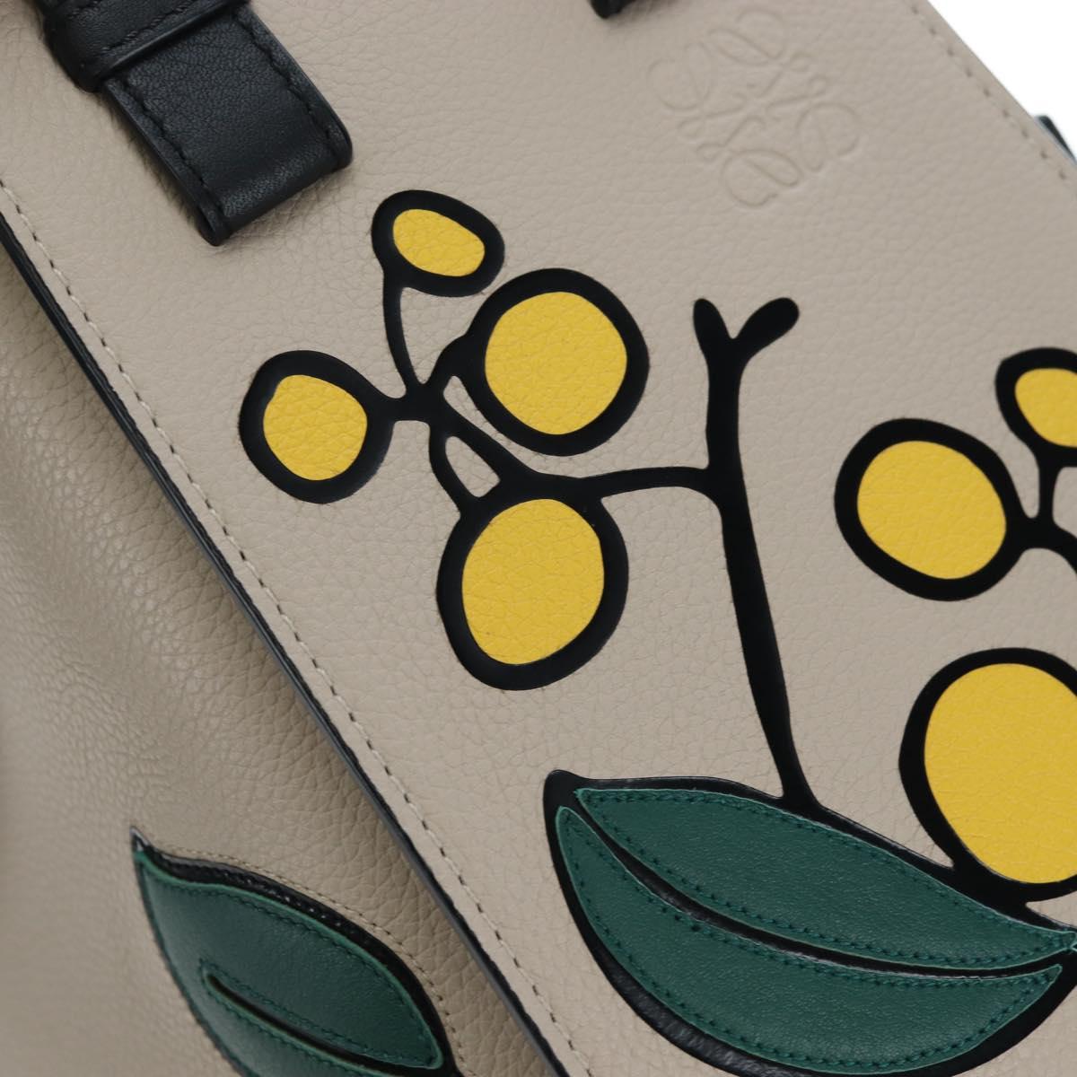 LOEWE Hammock Herbarium Hand Bag Leather 2 Beige Silver Auth 193784SAM