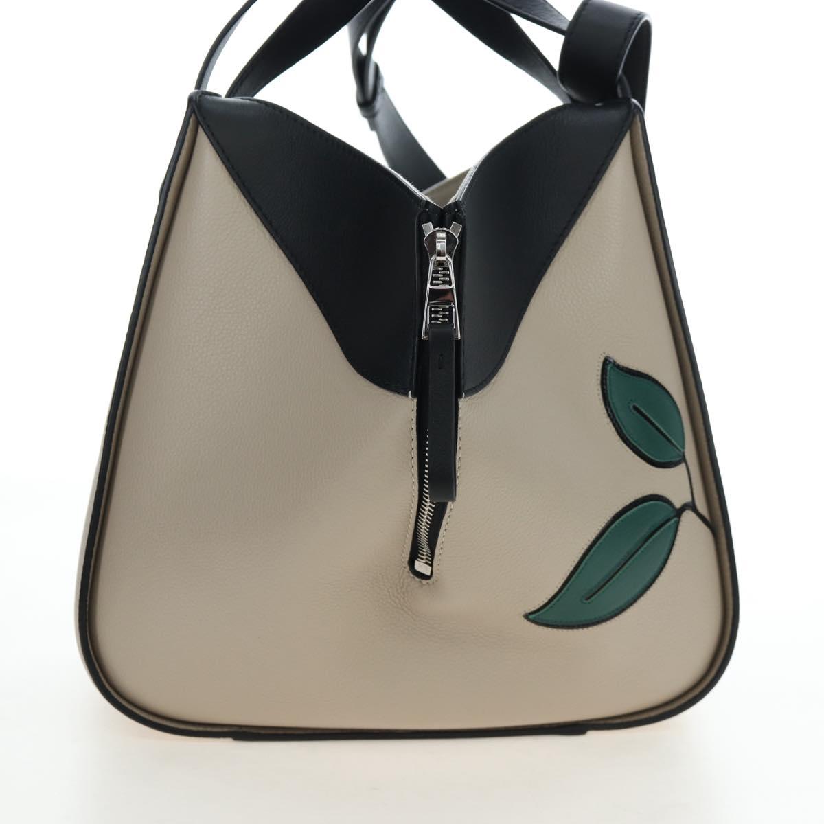 LOEWE Hammock Herbarium Hand Bag Leather 2 Beige Silver Auth 193784SAM