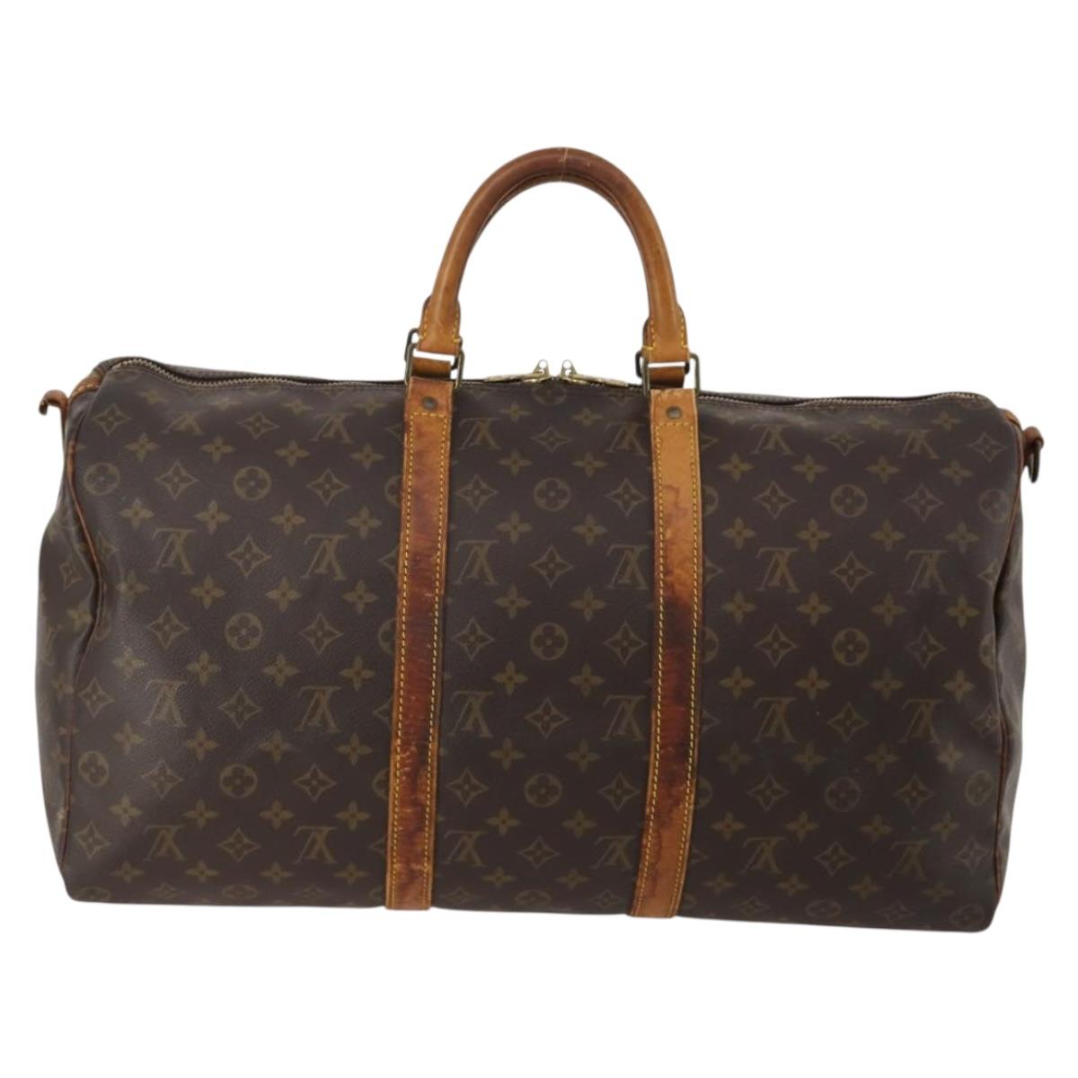 LOUIS VUITTON Monogram Keepall Bandouliere 50 Boston Bag M41416 LV Auth 193785