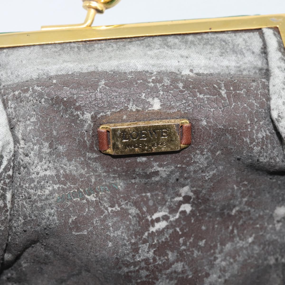 LOEWE Shoulder Bag Leather Green Gold Auth 193786