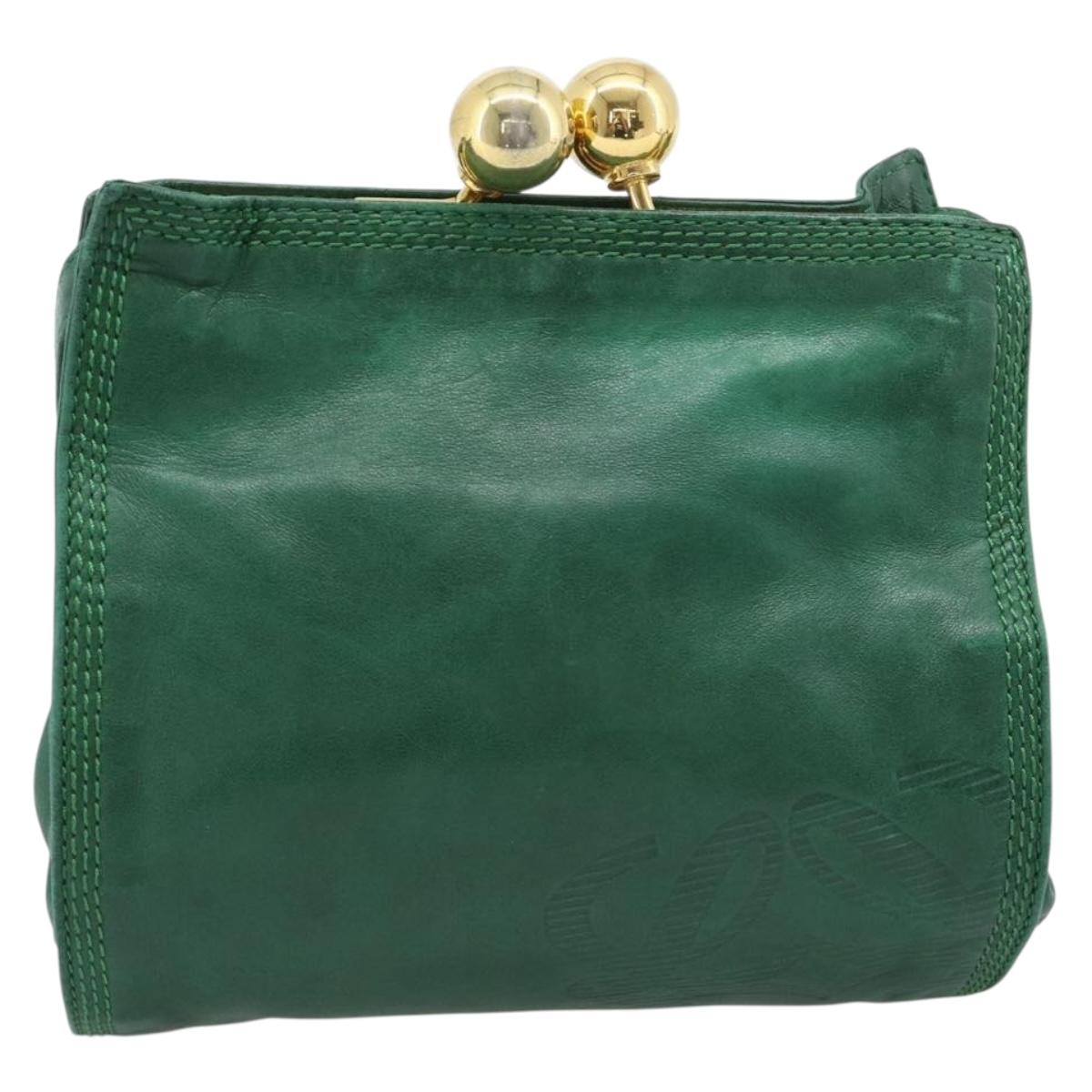 LOEWE Shoulder Bag Leather Green Gold Auth 193786