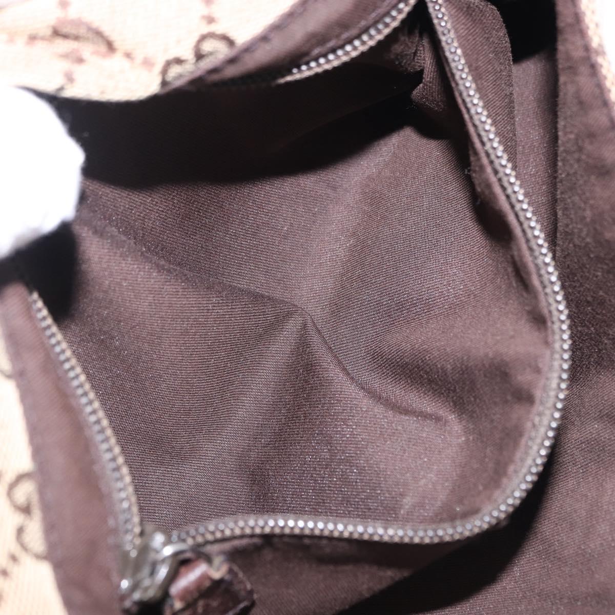 GUCCI GG Canvas Waist Pouch Beige Silver 146304 Auth 193787