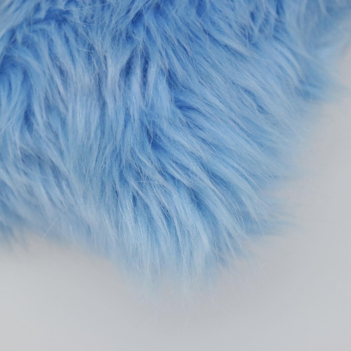 PRADA Clutch Bag Fur Blue Silver Auth 193790M