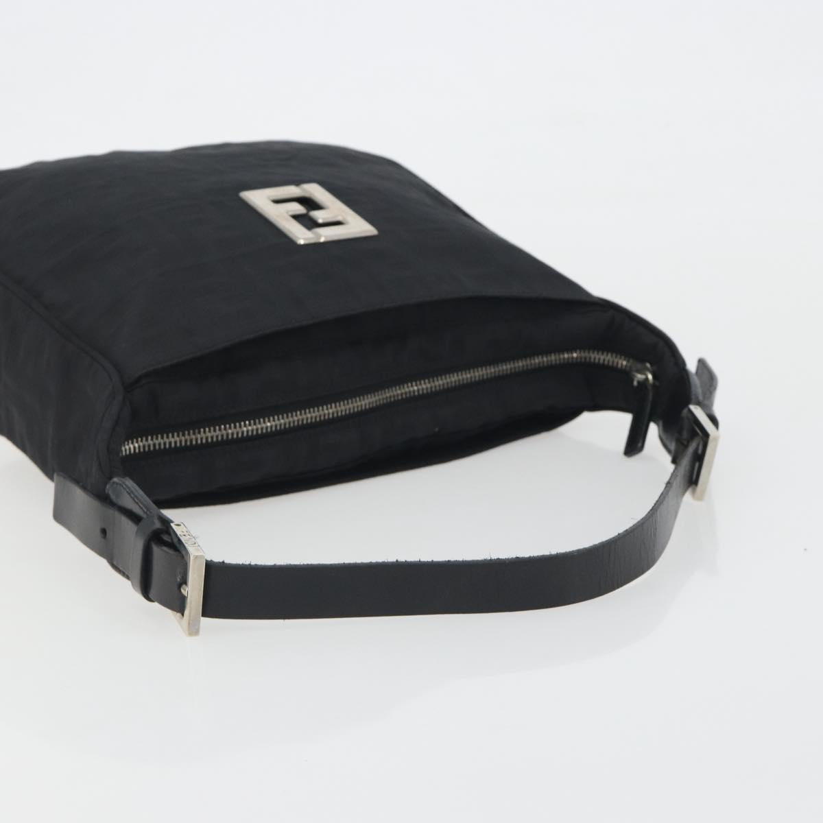 FENDI Zucca Canvas Shoulder Bag Black Auth 193804