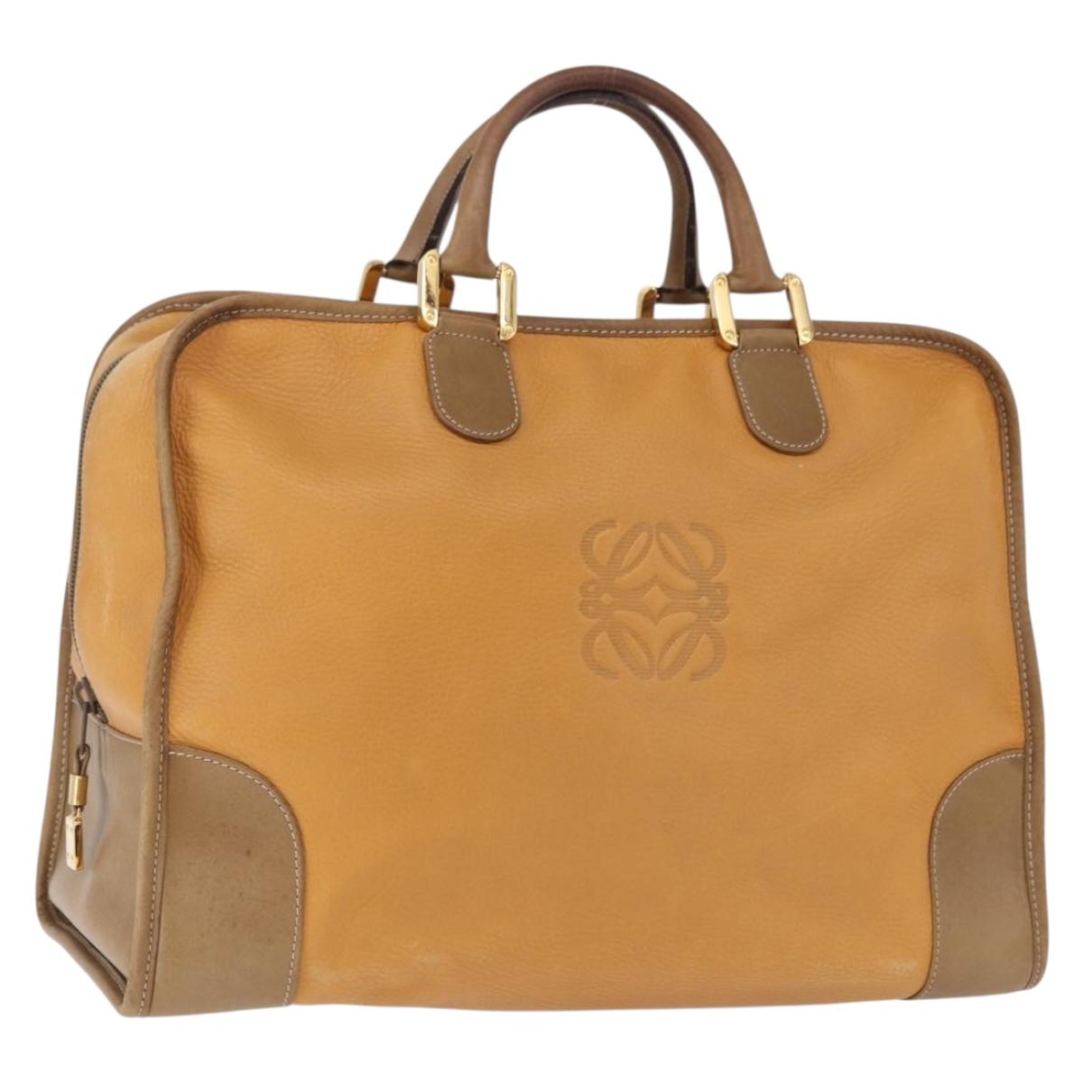 LOEWE Amazona 40 Hand Bag Leather Brown Gold Auth 193805A