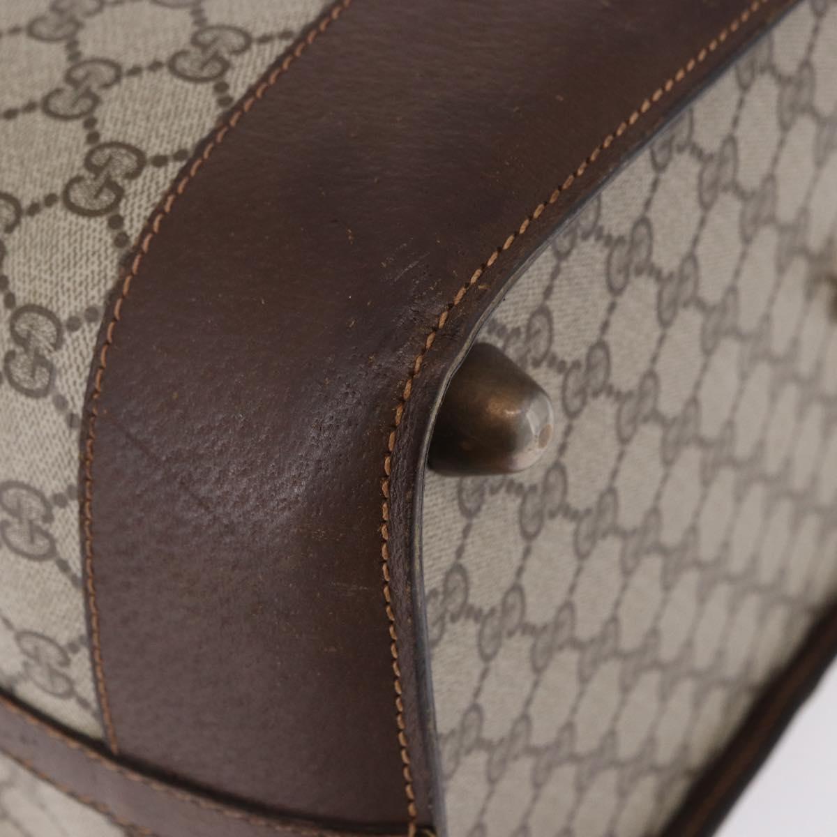 GUCCI GG Supreme Web Sherry Line Boston Bag PVC Beige Gold Auth 193806A