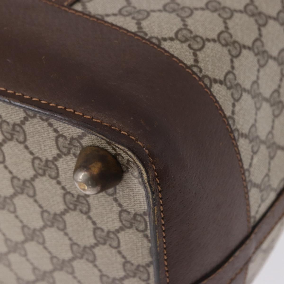 GUCCI GG Supreme Web Sherry Line Boston Bag PVC Beige Gold Auth 193806A