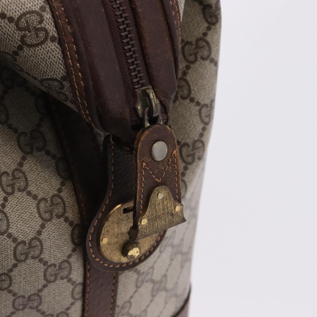 GUCCI GG Supreme Web Sherry Line Boston Bag PVC Beige Gold Auth 193806A