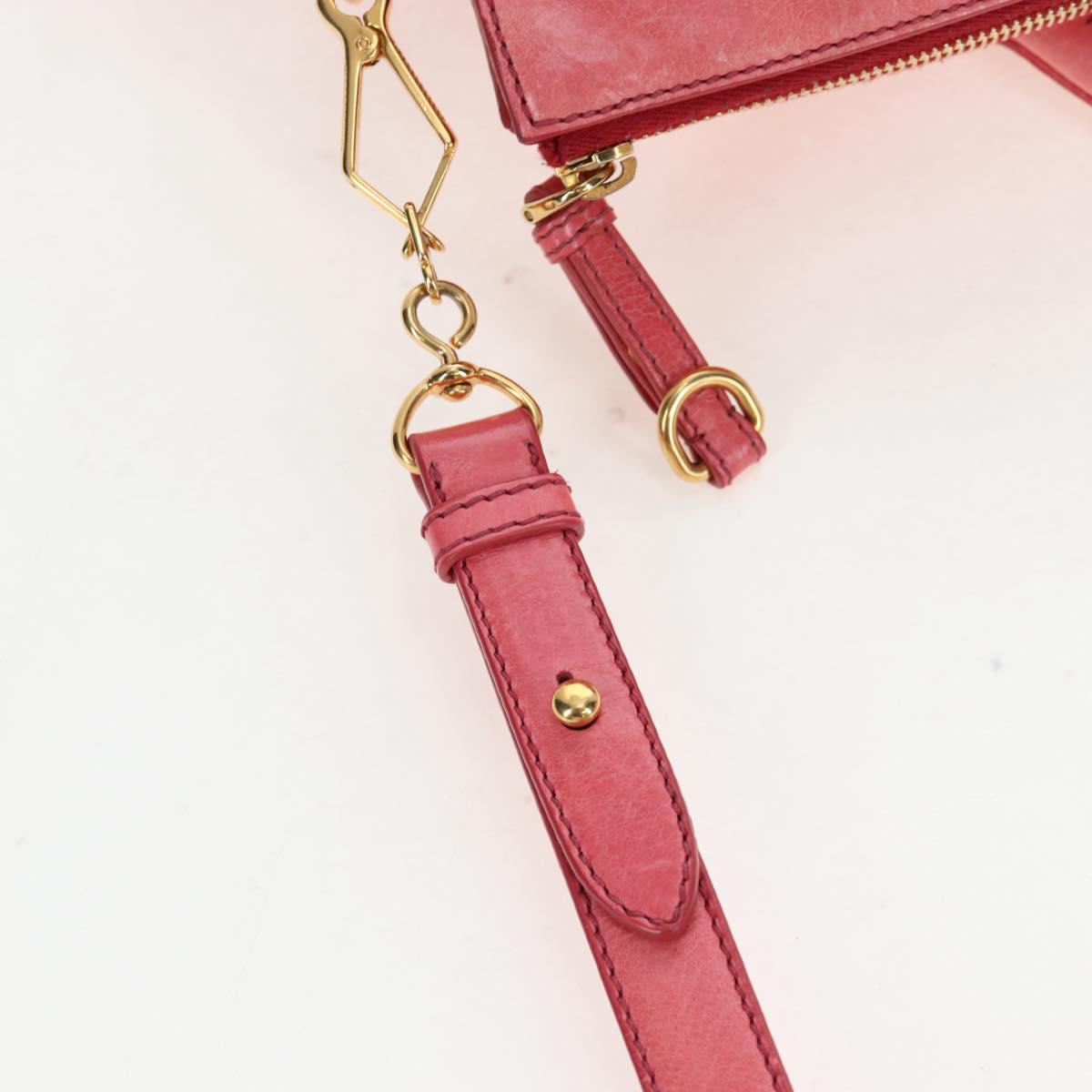 Miu Miu Hand Bag Leather 2way Pink Gold Auth 193807M