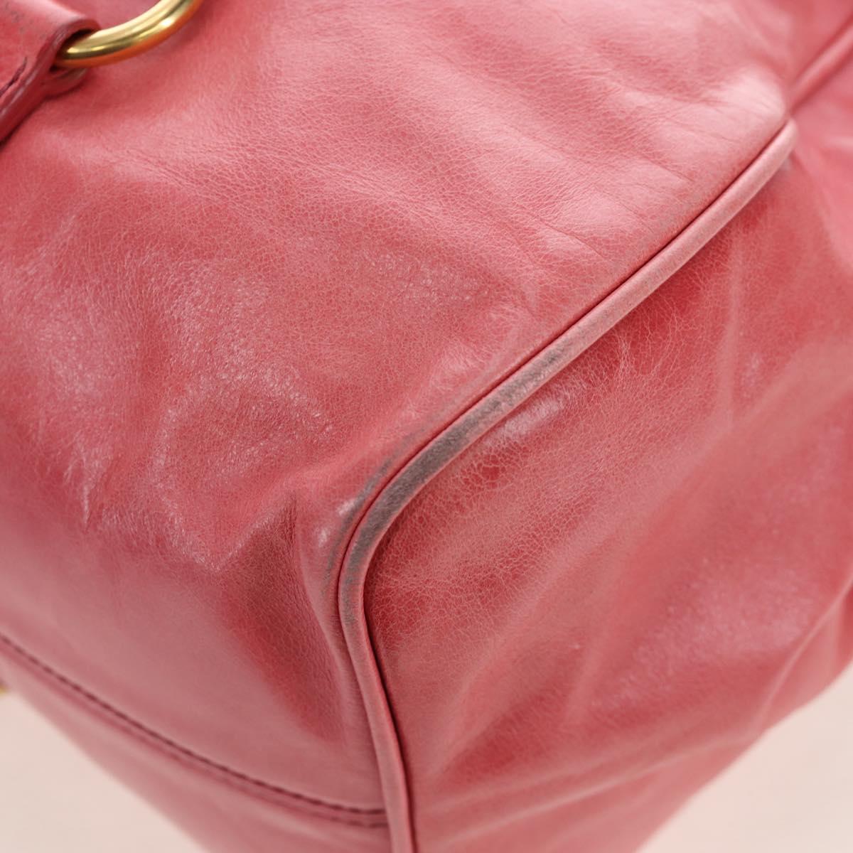 Miu Miu Hand Bag Leather 2way Pink Gold Auth 193807M