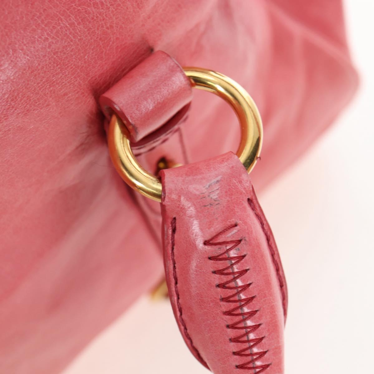 Miu Miu Hand Bag Leather 2way Pink Gold Auth 193807M