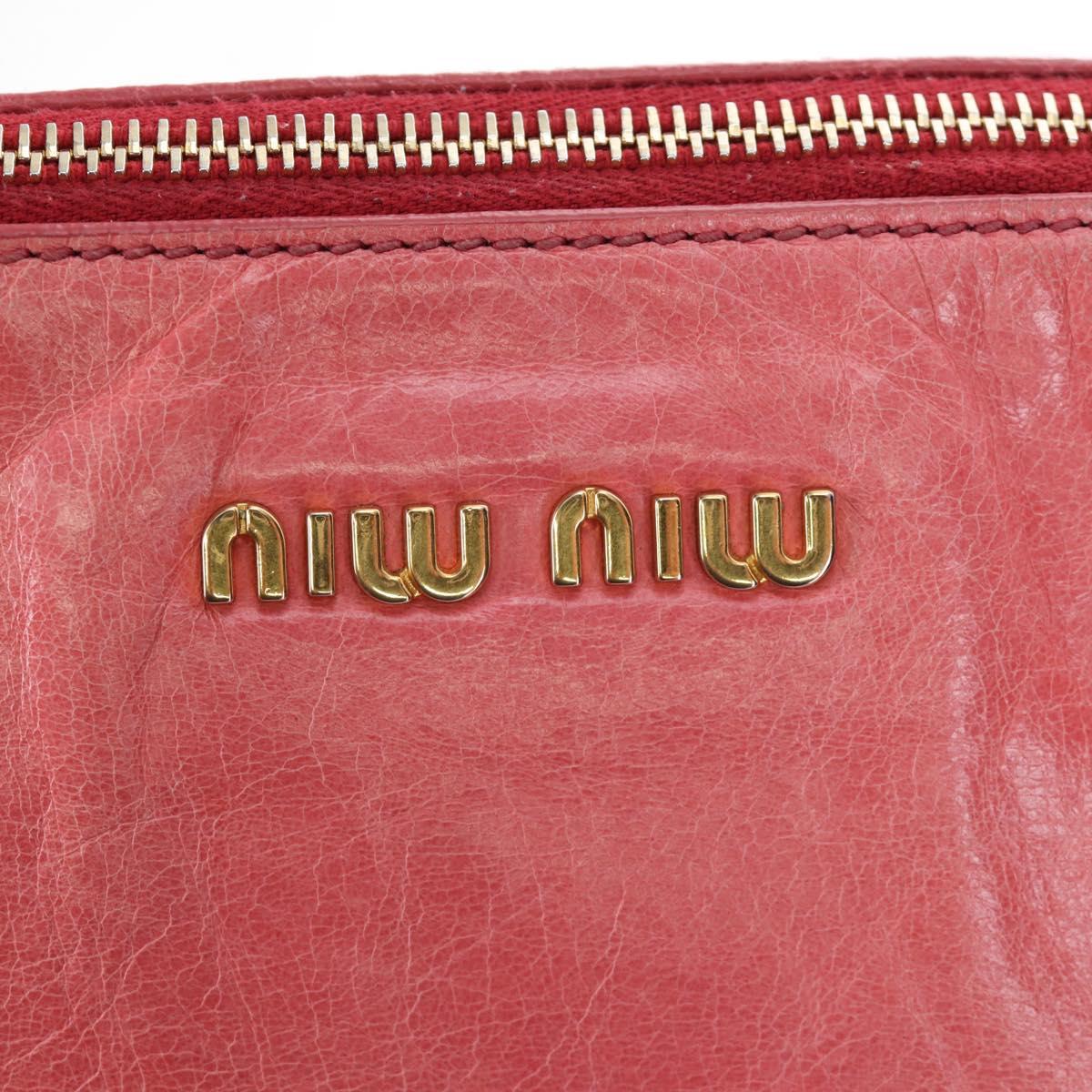 Miu Miu Hand Bag Leather 2way Pink Gold Auth 193807M