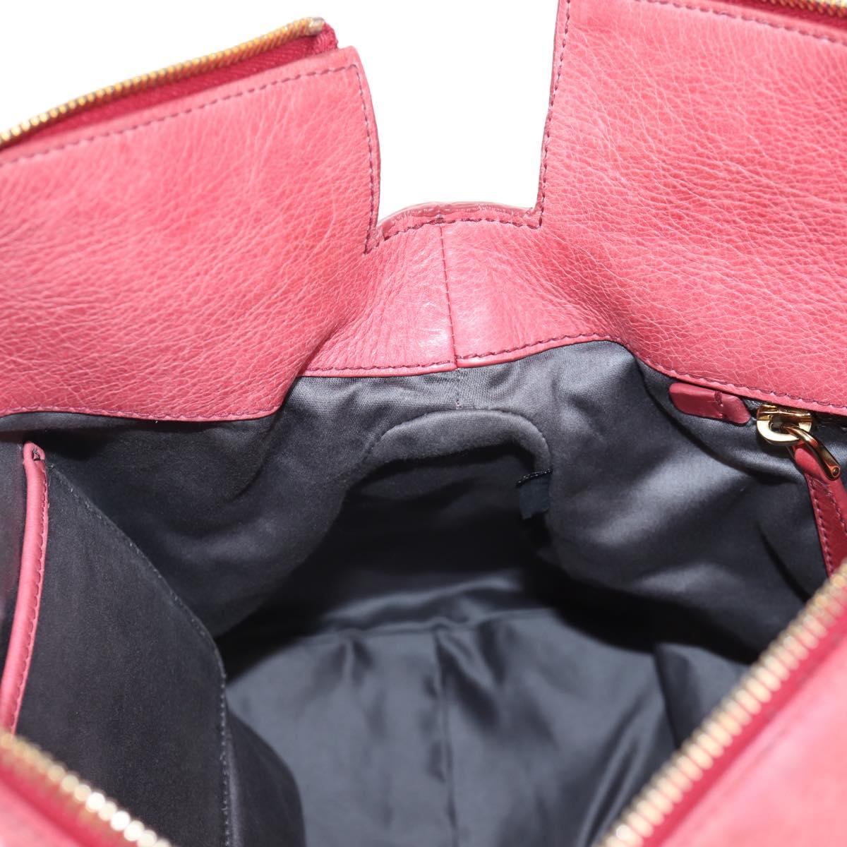 Miu Miu Hand Bag Leather 2way Pink Gold Auth 193807M