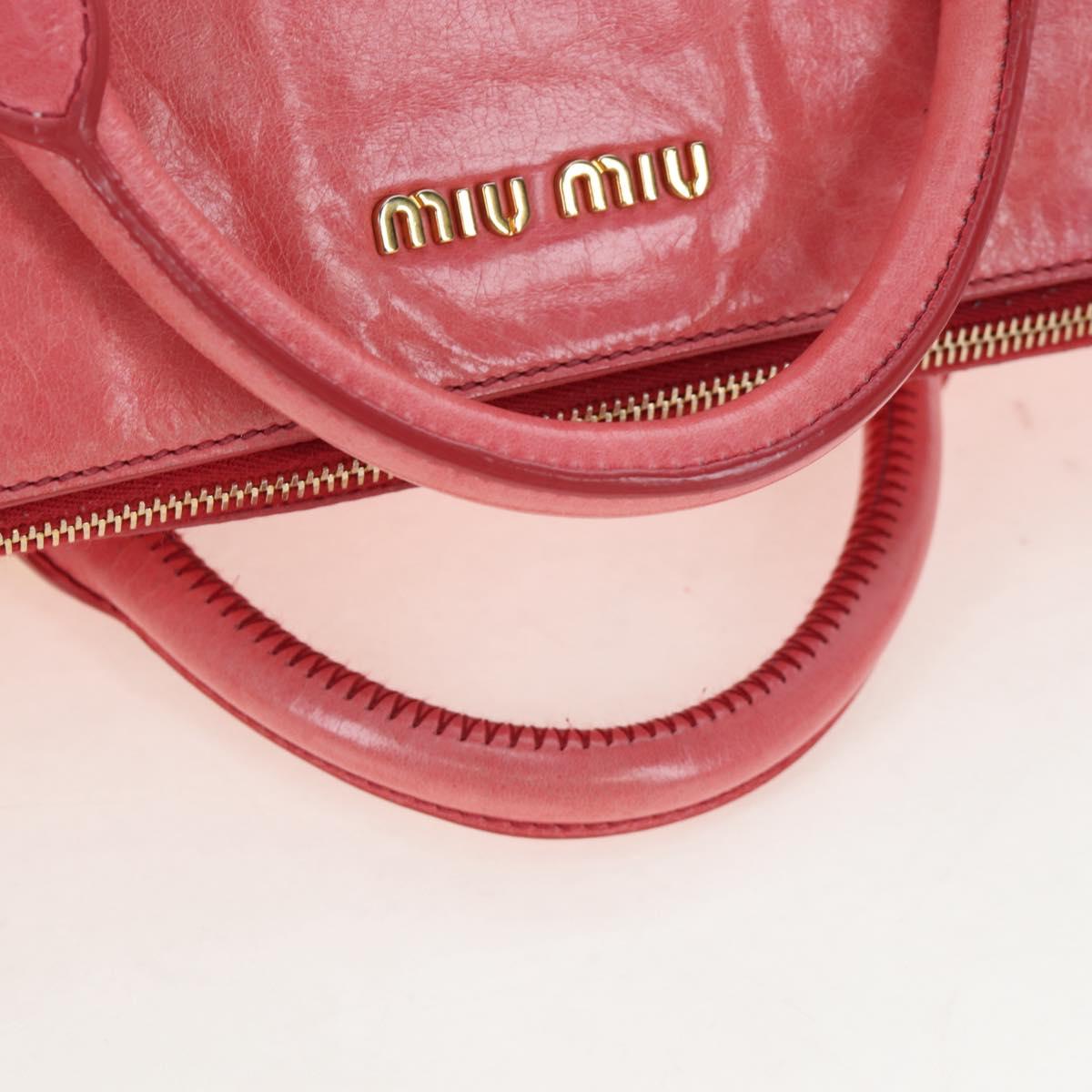 Miu Miu Hand Bag Leather 2way Pink Gold Auth 193807M
