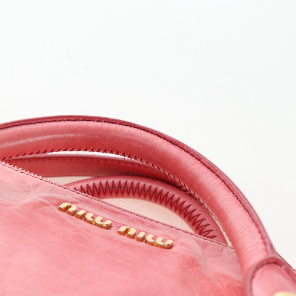 Miu Miu Hand Bag Leather 2way Pink Gold Auth 193807M