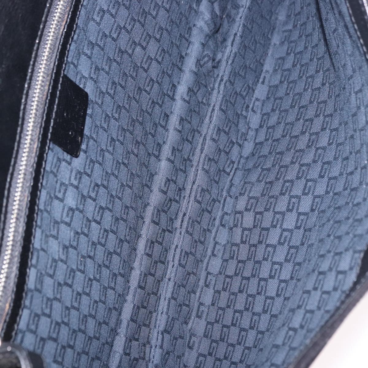 GUCCI Interlocking G Shoulder Bag Velor Black Silver Auth 193808V