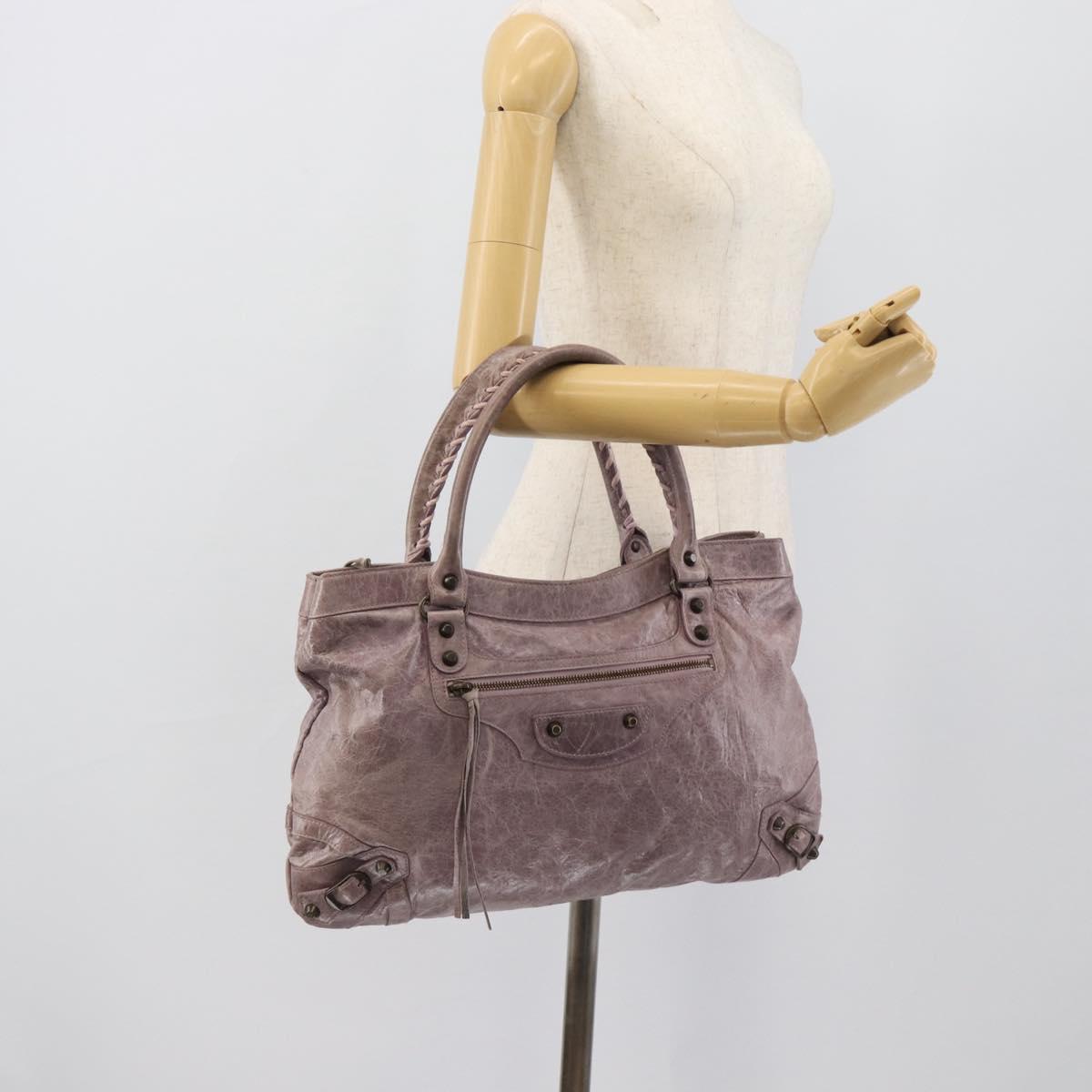 BALENCIAGA The Perth Hand Bag Leather Purple 128522 Auth 193809V