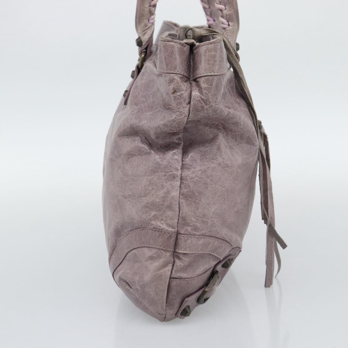 BALENCIAGA The Perth Hand Bag Leather Purple 128522 Auth 193809V
