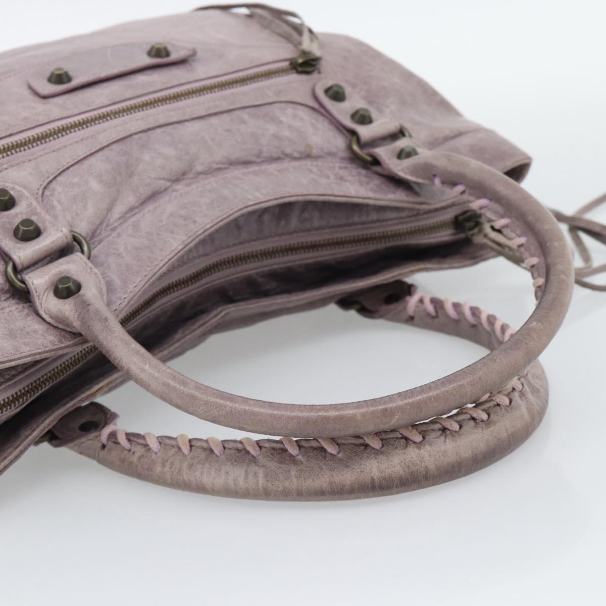BALENCIAGA The Perth Hand Bag Leather Purple 128522 Auth 193809V
