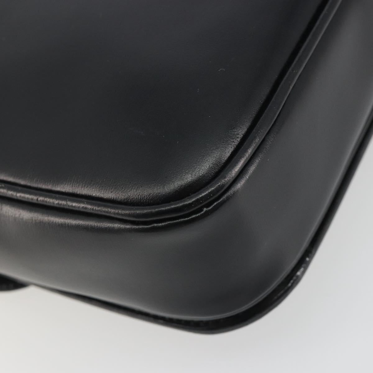 CELINE Circle Shoulder Bag Leather Black Gold Auth 193810V