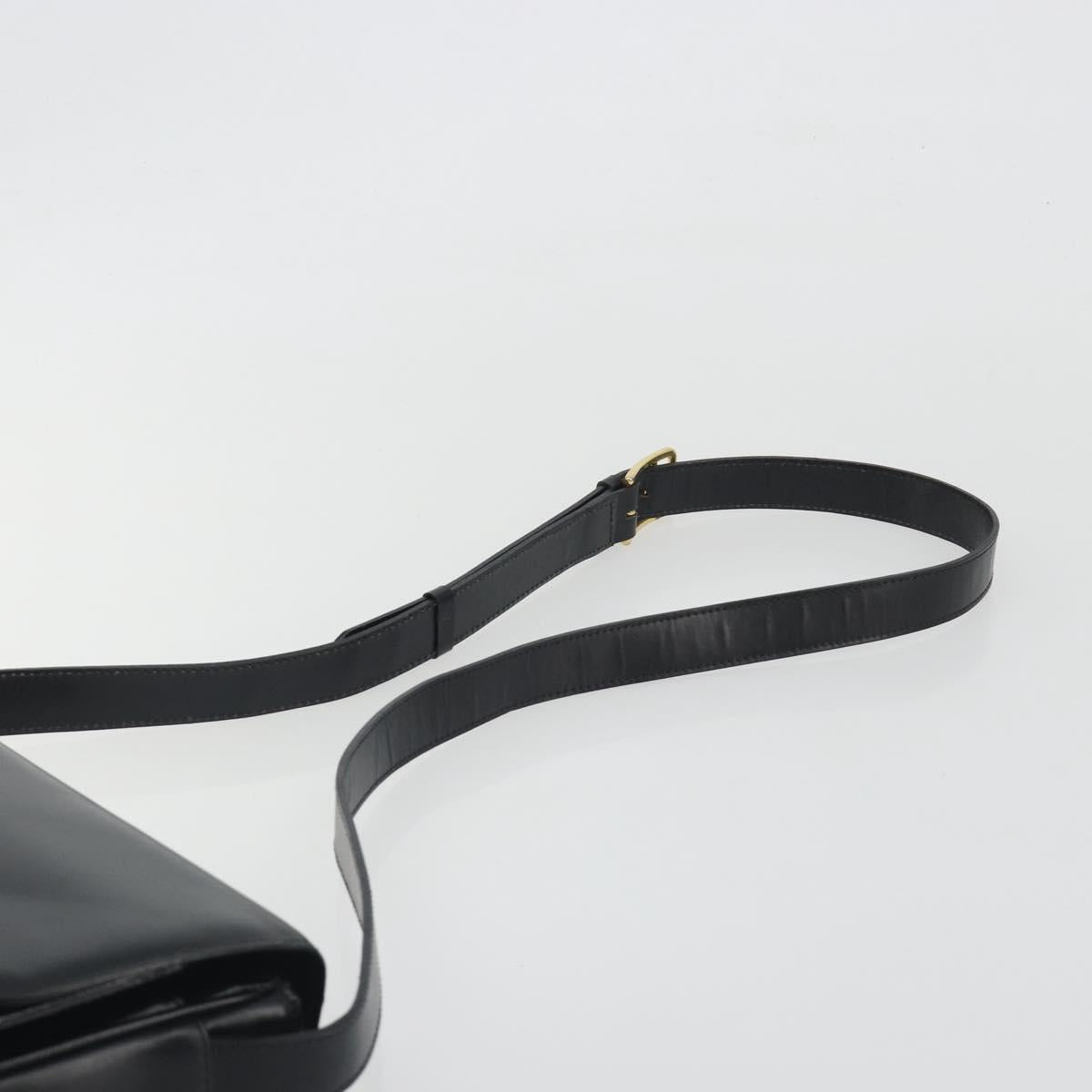 CELINE Circle Shoulder Bag Leather Black Gold Auth 193810V