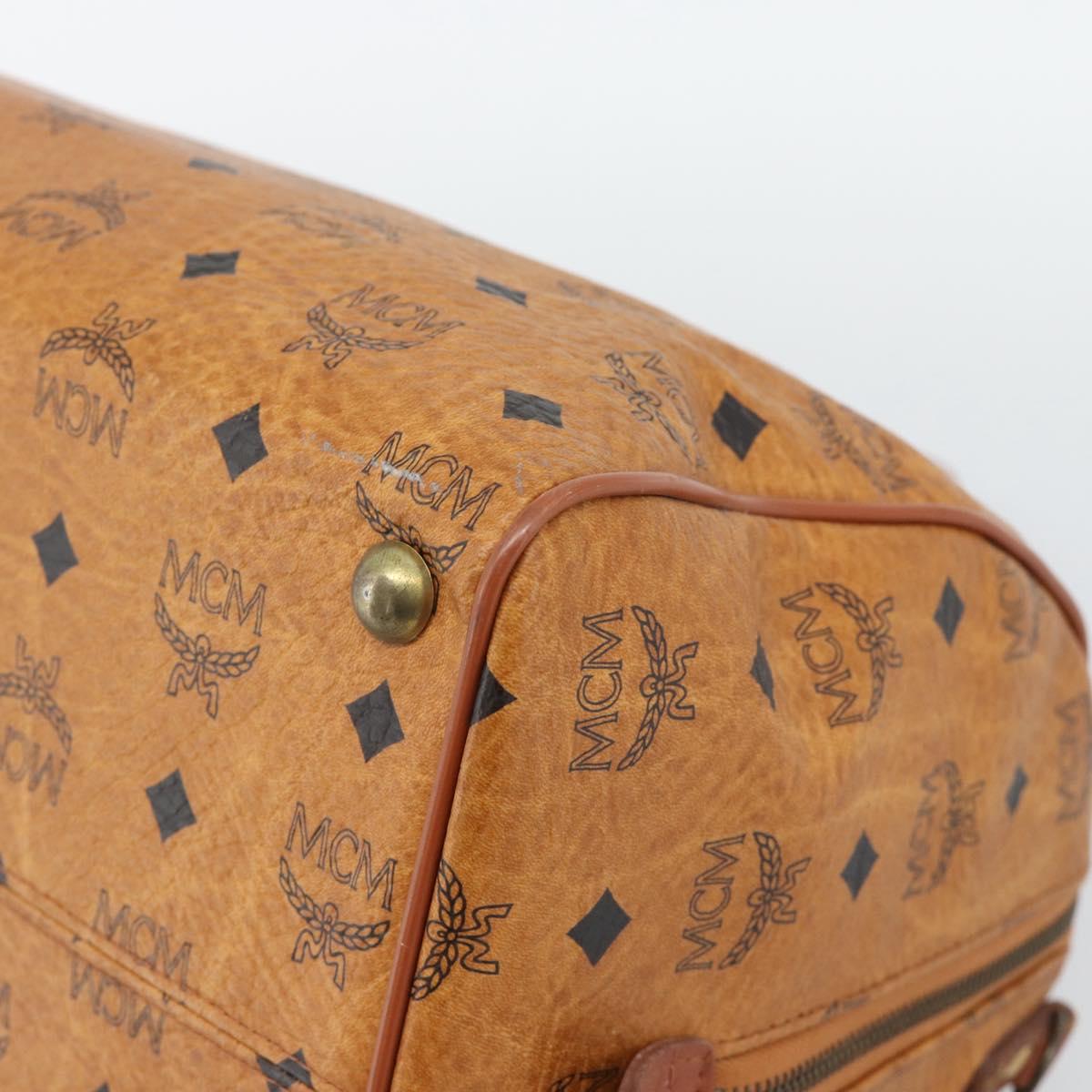 MCM Logogram Vicetos Boston Bag PVC Leather Brown Gold Auth 193811