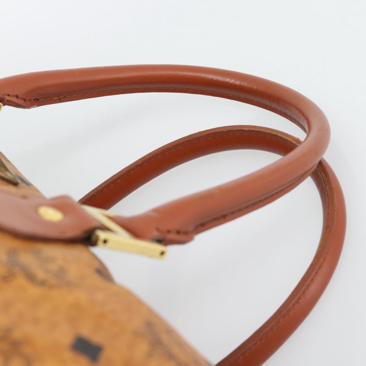 MCM Logogram Vicetos Boston Bag PVC Leather Brown Gold Auth 193811