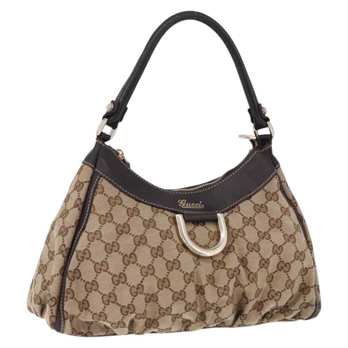 GUCCI GG Canvas Abbey Shoulder Bag Beige Gold 190525 Auth 193812V