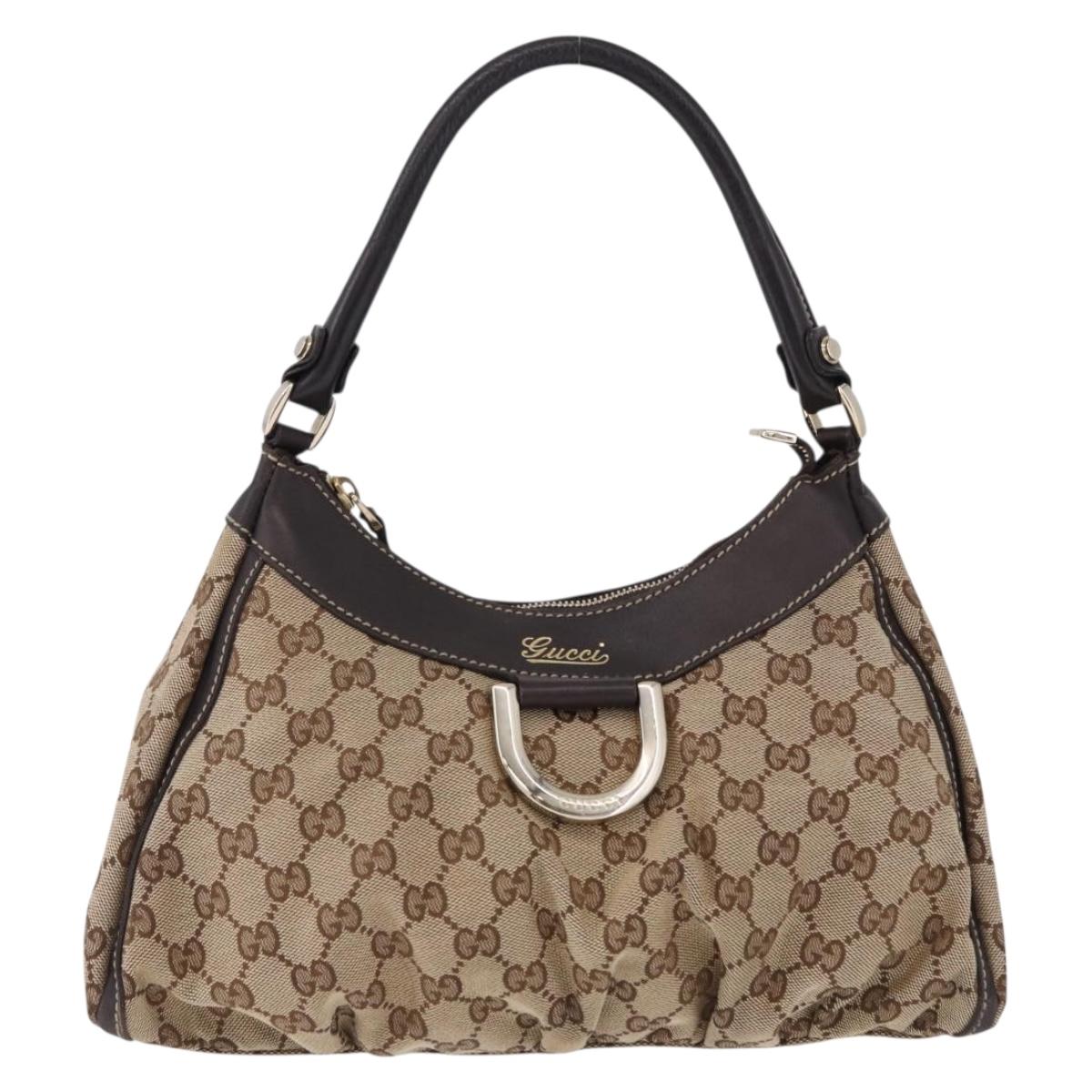 GUCCI GG Canvas Abbey Shoulder Bag Beige Gold 190525 Auth 193812V