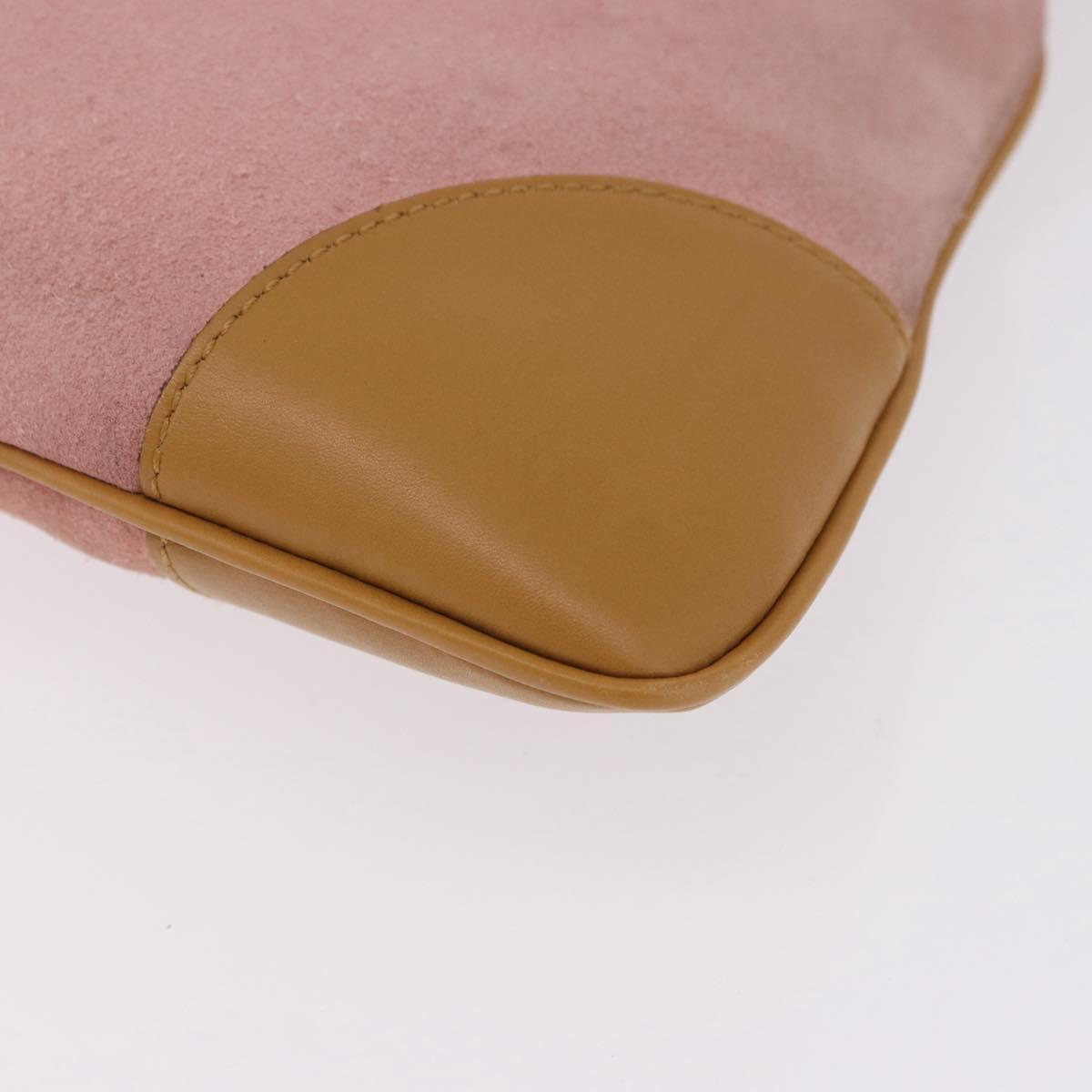 GUCCI Bamboo Jackie Shoulder Bag Suede Pink Gold 001 4060 Auth 193813V
