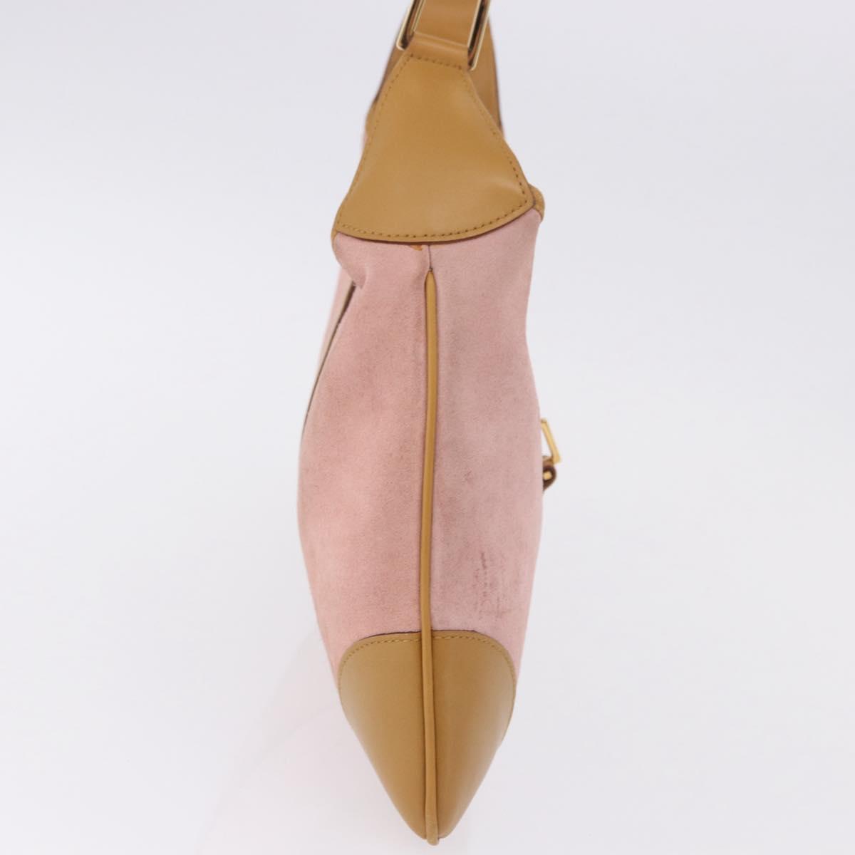 GUCCI Bamboo Jackie Shoulder Bag Suede Pink Gold 001 4060 Auth 193813V