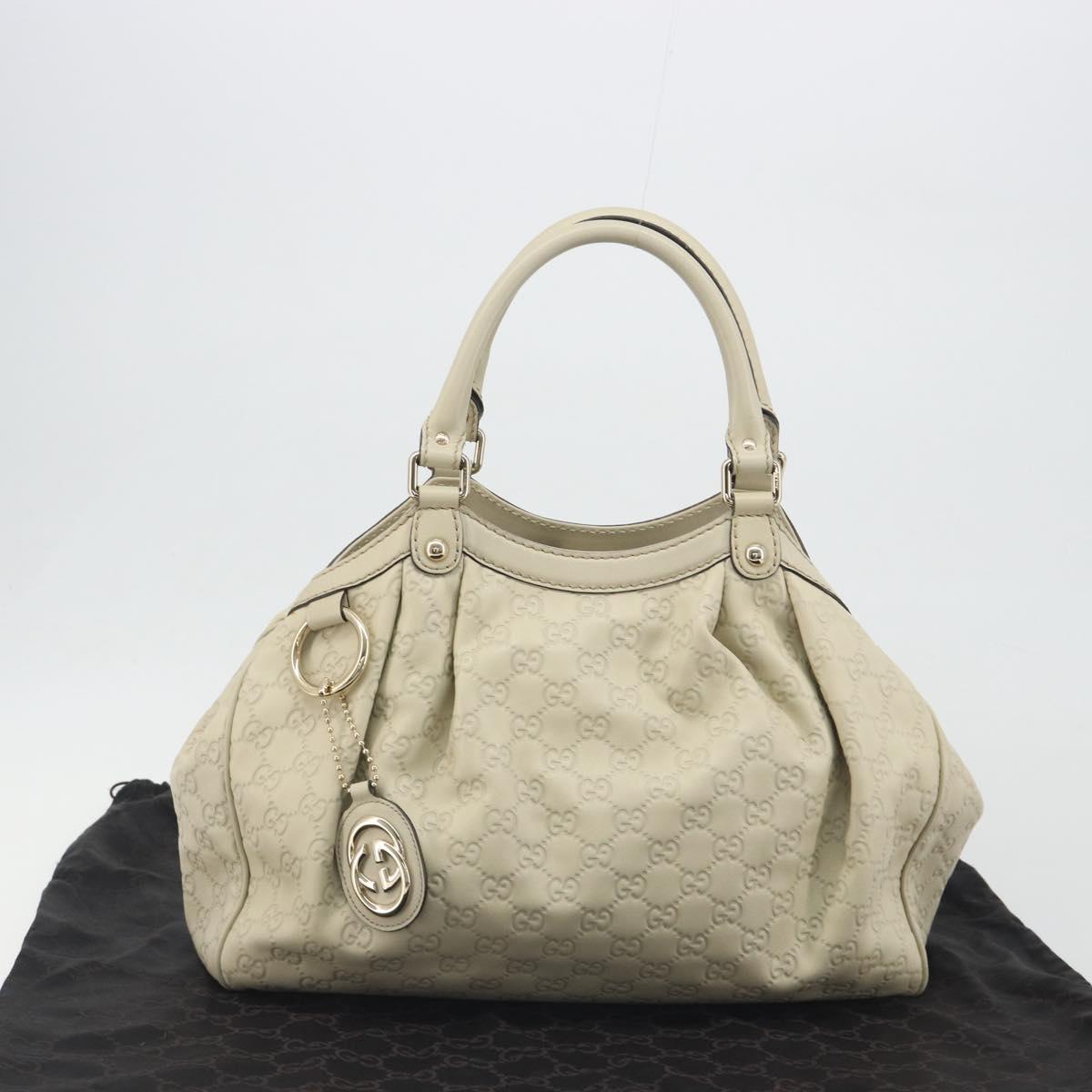 GUCCI GG Canvas Guccissima Tote Bag Leather Ivory Gold 211944 Auth 193843V