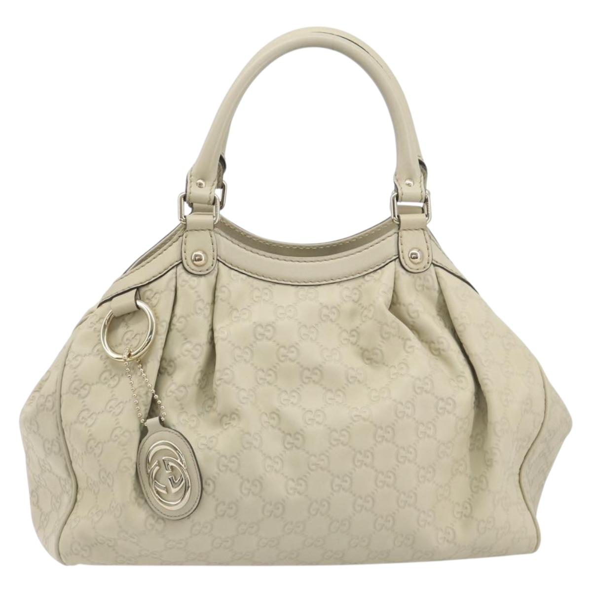 GUCCI GG Canvas Guccissima Tote Bag Leather Ivory Gold 211944 Auth 193843V